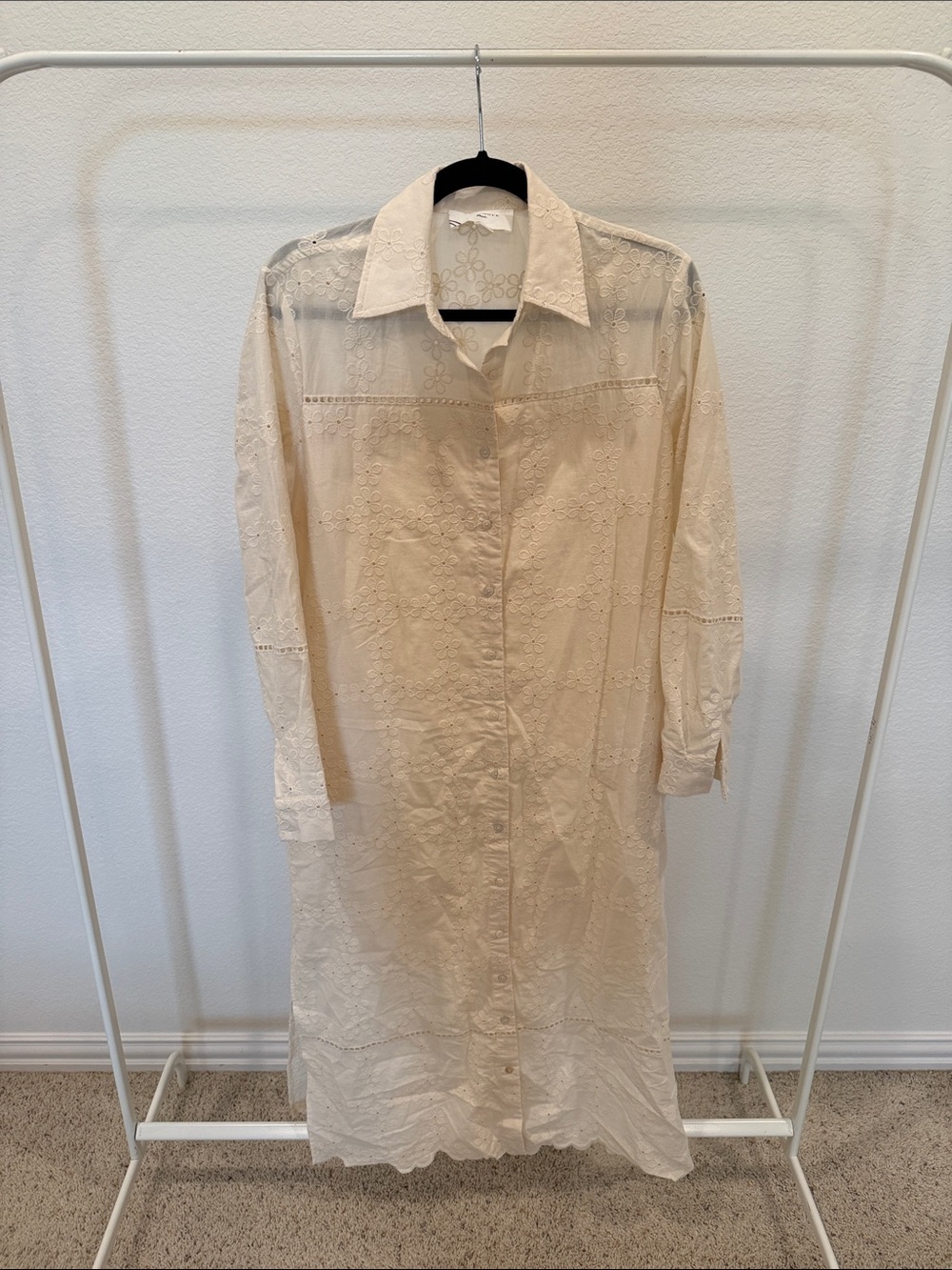 Tuckernuck Cream Eyelet Long-Sleeve Shirt Dress